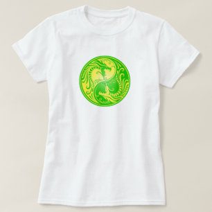 Camiseta Dragões, amarelo e verde de Yin Yang