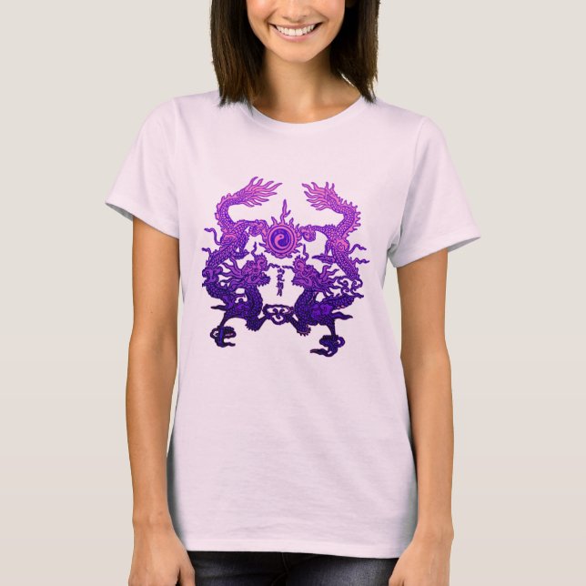 Camiseta Dragões CHINESES do roxo do ANO NOVO (Frente)