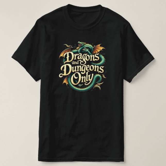 Camiseta DRAGÕES E DUNGEON APENAS T-Shirt (Frente do Design)