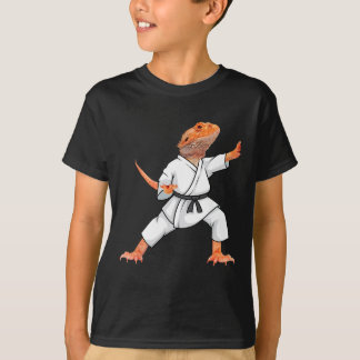 Camiseta Dragões engraçados fazendo Karate Samurai Ninja L