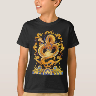 Camiseta Dragões-Ouro Chineses Brincando Com A Bola-Dragã