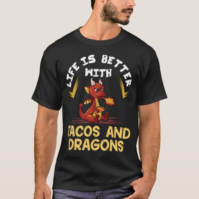Camiseta Dragões Tacos Presente Mulheres Homens Crianças Am (Frente)