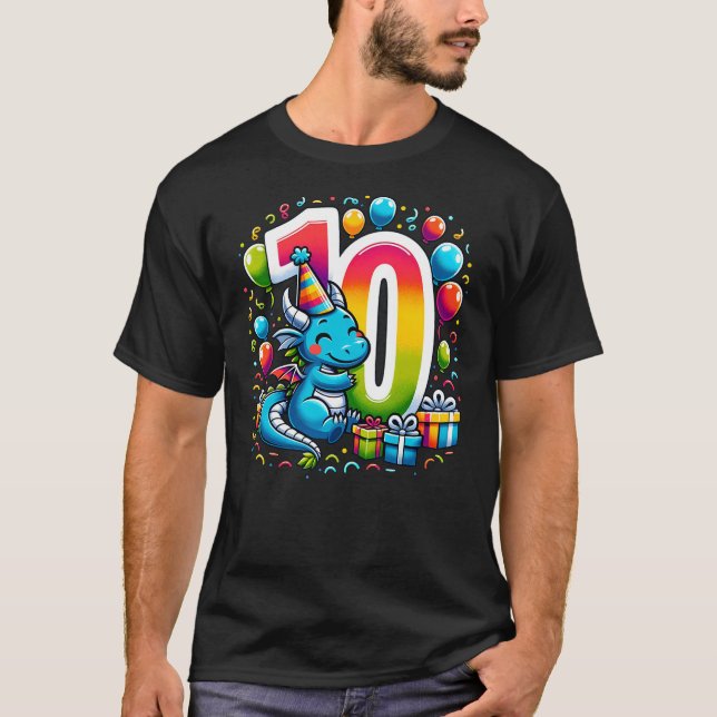 Camiseta Dragon 10th birthday boy girl 10 years old tenth t (Frente)