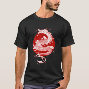 Camiseta Dragon Art Japonês Flag Vintage Retro Ja