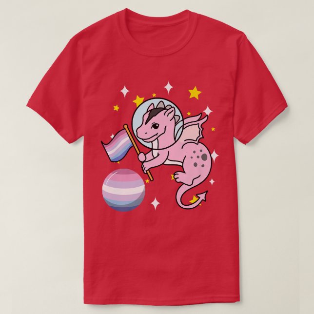 Camiseta Dragon Astronaut Bigender Pride  (Frente do Design)
