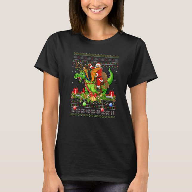 Camiseta Dragon Bird  Ugly Santa Riding Dragon Christmas (Frente)