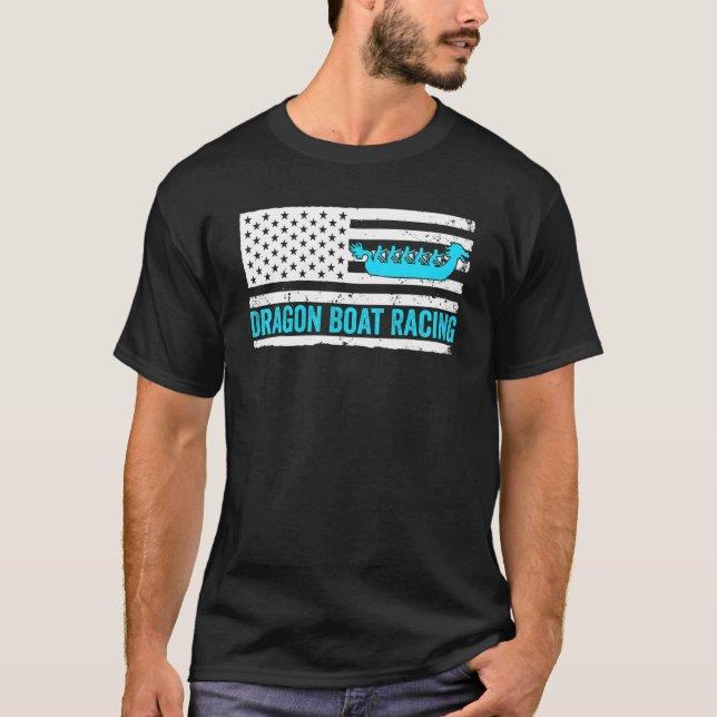 Camiseta Dragon Boat Racing Us Flag Boat (Frente)