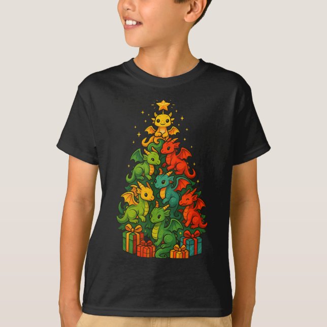 Camiseta Dragon Christmas Tree Funny Dragon Xmas  (Frente)