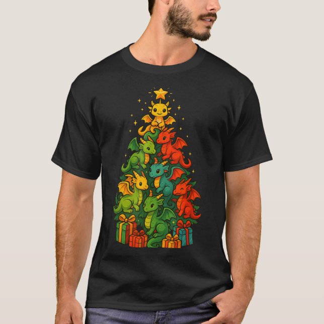 Camiseta Dragon Christmas Tree Funny Dragon Xmas  (Frente)