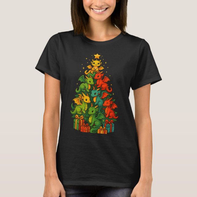 Camiseta Dragon Christmas Tree Funny Dragon Xmas  (Frente)