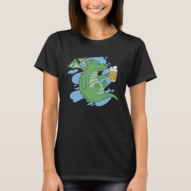 Camiseta Dragon drinks beer glass for alcohol and animal (Frente)