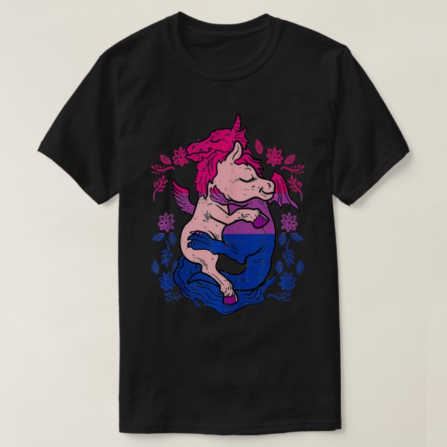 Camiseta Dragon Hugs Unicorn Cute LGBTQ Biseual Flag Gay Pr (Frente do Design)