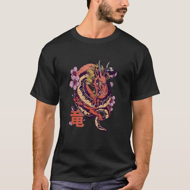 Camiseta Dragon Japanese Chinese Sakura (Frente)