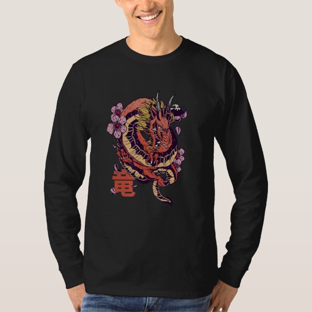 Camiseta Dragon Japanese Chinese Sakura (Frente)