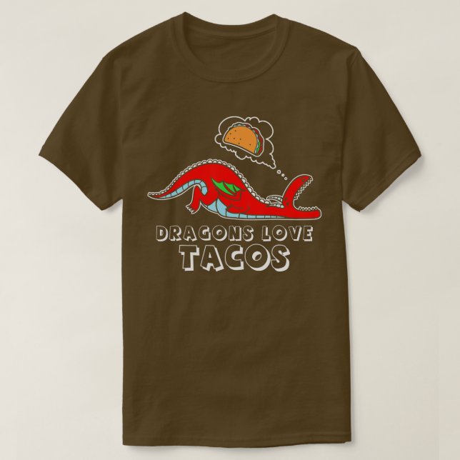Camiseta Dragon Love Tacos design Dragon design Taco Design (Frente do Design)