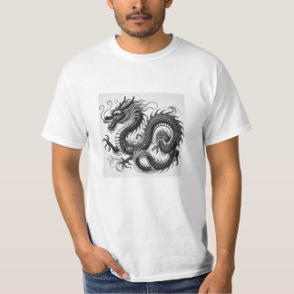 Camiseta Dragón Místico en Blanco y Negro Economica