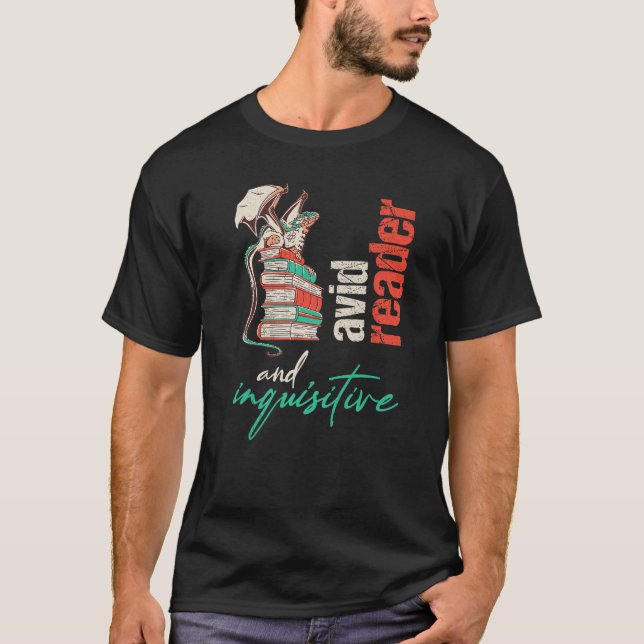 Camiseta Dragon on books Avid reader and inquisitive For te (Frente)