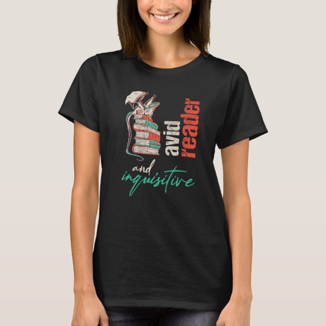 Camiseta Dragon on books Avid reader and inquisitive For te (Frente)