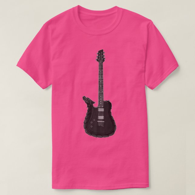 Camiseta Dragon Playing Rock Music Guitar Guitarist Band Ro (Frente do Design)