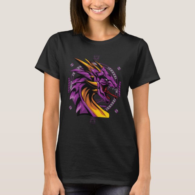 Camiseta Dragon Pop Aesthetic Sacred Geometry Mandala Mitho (Frente)