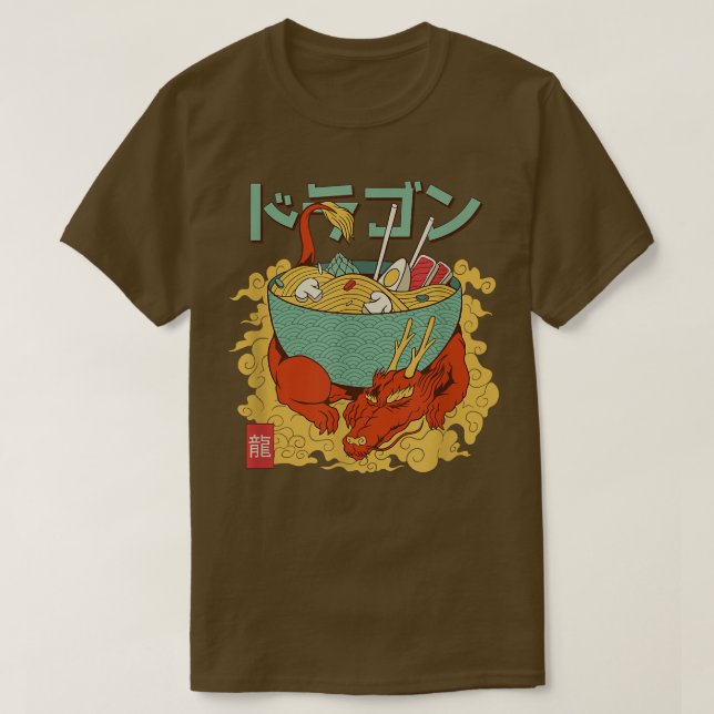 Camiseta Dragon Ramen Anime Noodles Kawaii Japão S (Frente do Design)