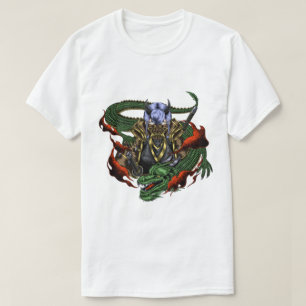 Camiseta Dragon Samurai e Oni Mask