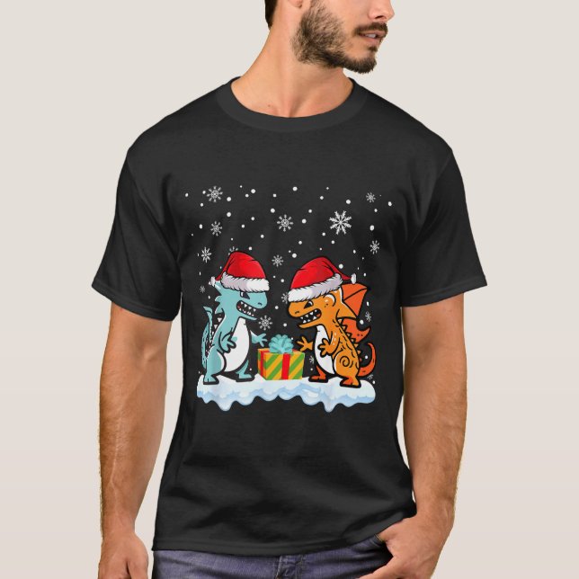 Camiseta Dragon Santa Hat Mythical Animal Funny Christmas P (Frente)