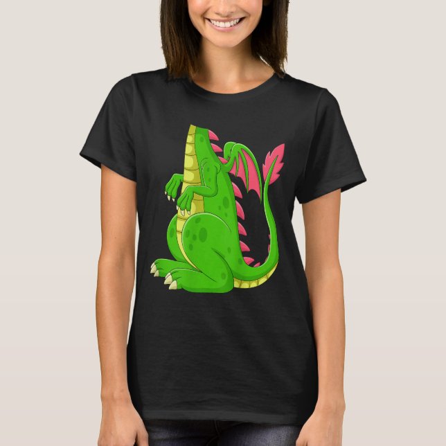 Camiseta Dragon Shirt Adult Men Women Kids Green Dragon Cos (Frente)