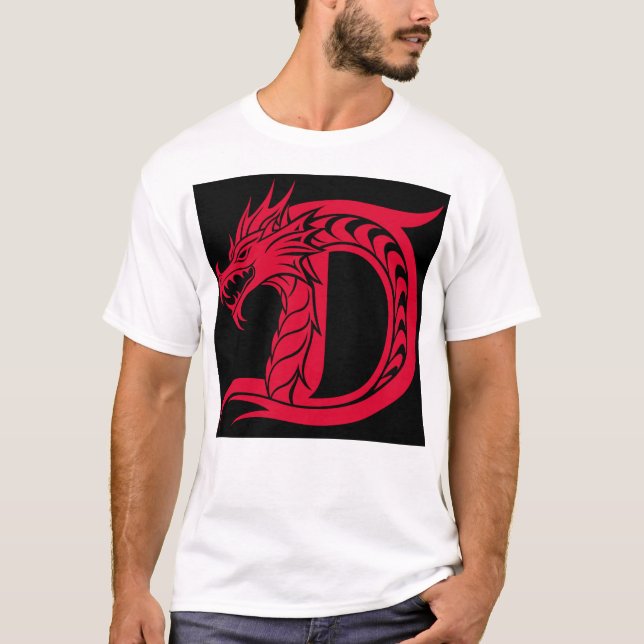 Camiseta Dragon Styled Letter D, Dragon Alphabet, Monogram (Frente)