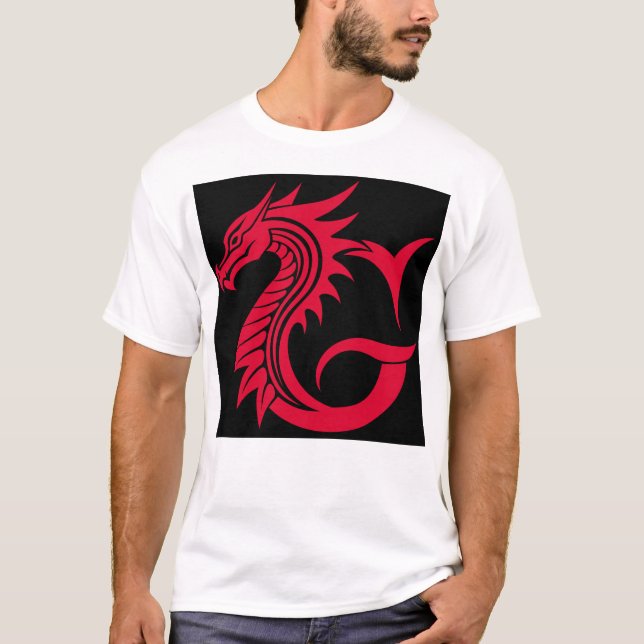 Camiseta Dragon Styled Letter G, Dragon Alphabet, Monogram (Frente)