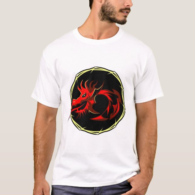 Camiseta dragon tribal rouge chinois logo 2 (Frente)
