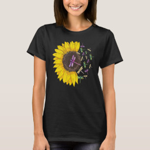 Camiseta Dragonflies Flor De Girassol Família De Insetos Fl