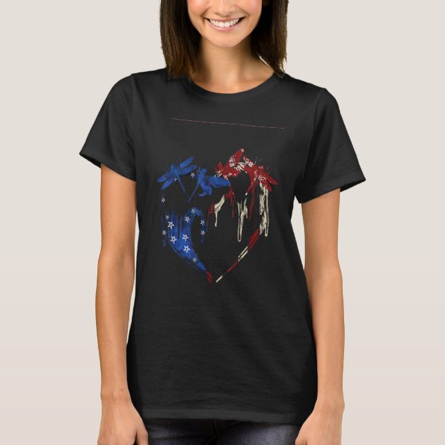 Camiseta Dragonfly 4th Of July Men Dragonfly  USA Flag Amer (Frente)