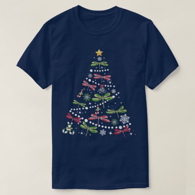 Camiseta Dragonfly Árvore de Natal Entomologista E Entomolo (Frente do Design)