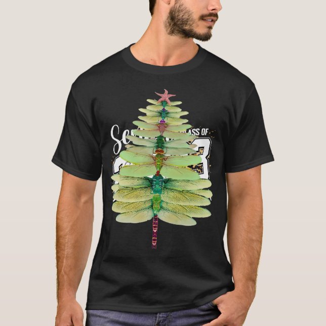Camiseta Dragonfly Árvore De Natal Funny Dragonfly Amantes  (Frente)