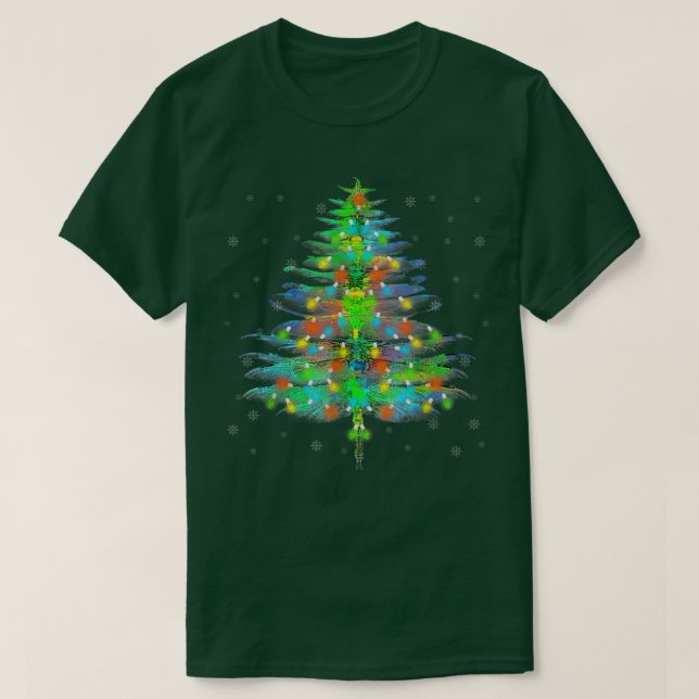 Camiseta Dragonfly Árvore de Natal Insetos Engraçados Amant (Frente do Design)