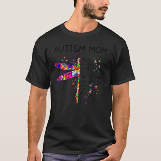 Camiseta Dragonfly Autism Mãe Mensagem Autismo Sobre Consci (Frente)