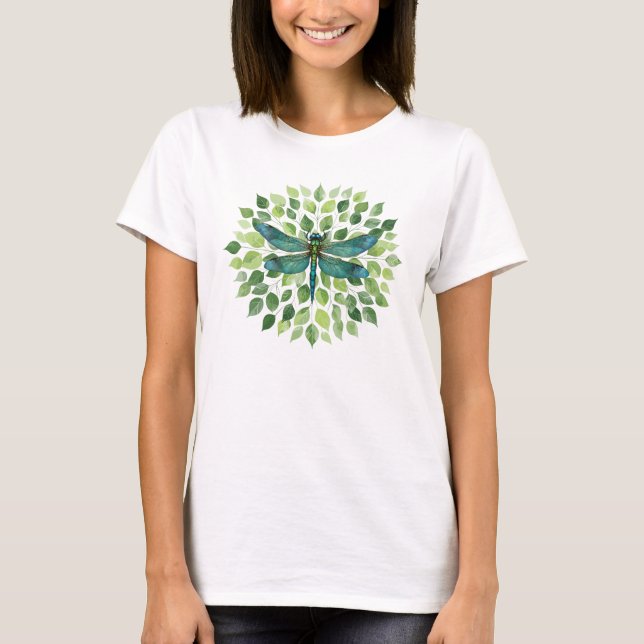 Camiseta Dragonfly da Elegância da Natureza (Frente)