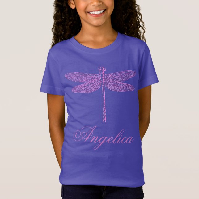 Camiseta Dragonfly de fantasia rosa e roxa (Frente)