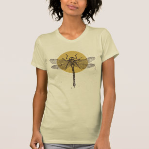 Camiseta Dragonfly e ilustração do sol amarelo