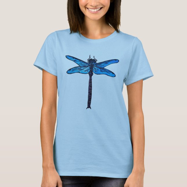 Camiseta Dragonfly Japonesa Vintage, azul-safira (Frente)