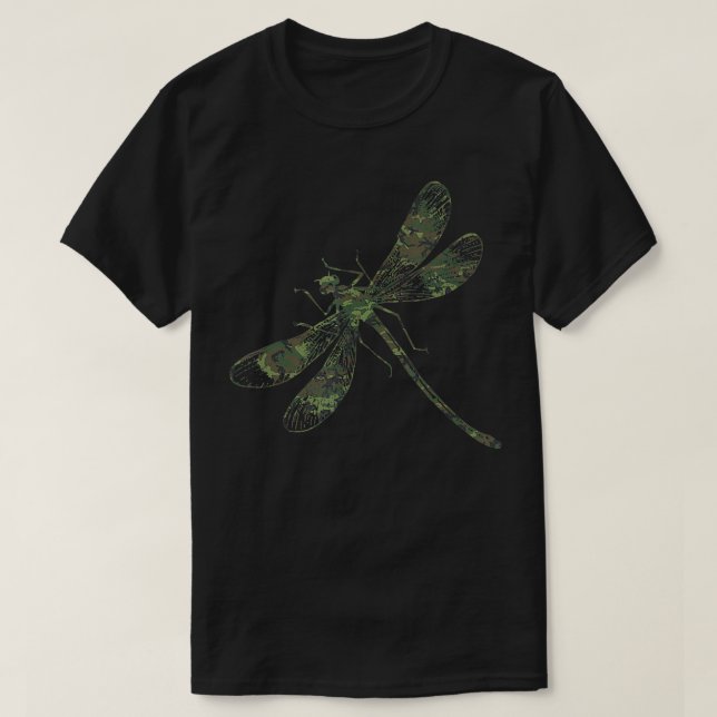 Camiseta Dragonfly Militar Camo Impressão US Swarm Veterman (Frente do Design)