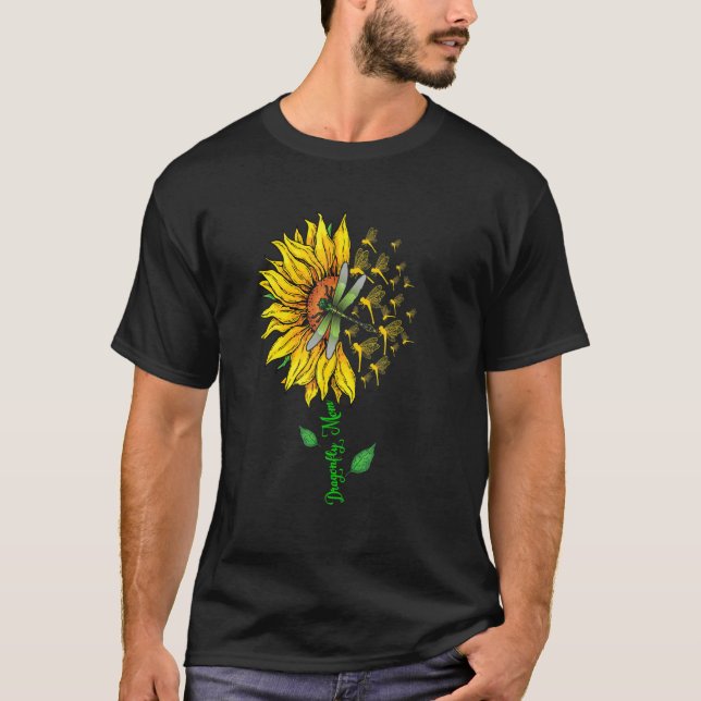 Camiseta Dragonfly Mom Cute Sunflower Dragonflys Lover Moth (Frente)