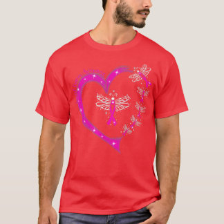 Camiseta Dragonfly Pink Friso Alerta de Consciência do Canc