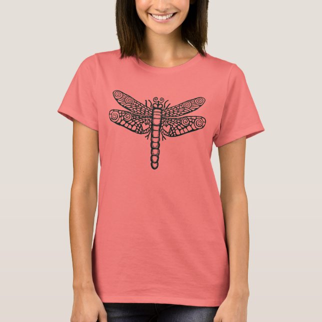 Camiseta Dragonfly - Preto e Branco - Personalizado (Frente)