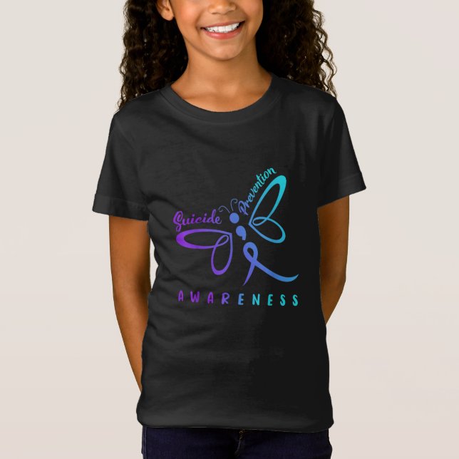 Camiseta Dragonfly Suicida Prevention Aware Tea Ribbon (Frente)