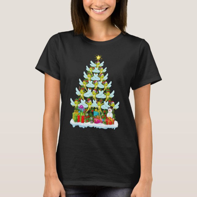 Camiseta Dragonfly   Xmas Holiday   Dragonfly Christmas Tre (Frente)