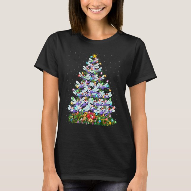 Camiseta Dragonfly   Xmas Lights Santa Dragonfly Christmas  (Frente)