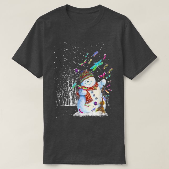 Camiseta Dragonistas Snowman Scarf Árvore de Natal Wi (Frente do Design)