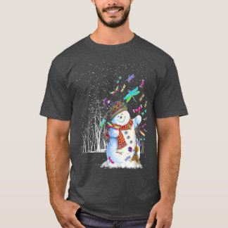 Camiseta Dragonistas Snowman Scarf Árvore de Natal Wi